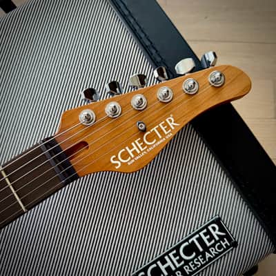 Schecter USA Sunset Custom-II HSS, Tiger Eye Satin with Tweed Hardshell Case image 9