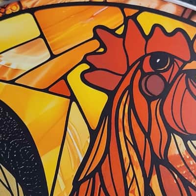 Remo 22” STAINED GLASS ROOSTER BASS DRUM HEAD 🐔 2026 image 4
