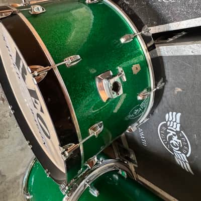 Bryan Hitt's REO Speedwagon 2000s Ludwig Classic Maple With Complete Hardware - Green Sparkle image 11
