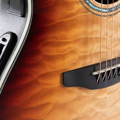 Ovation CS24X-7C Celebrity Series Traditional Plus Mid-Depth Acoustic-Electric Guitar Cognac Burst image 8