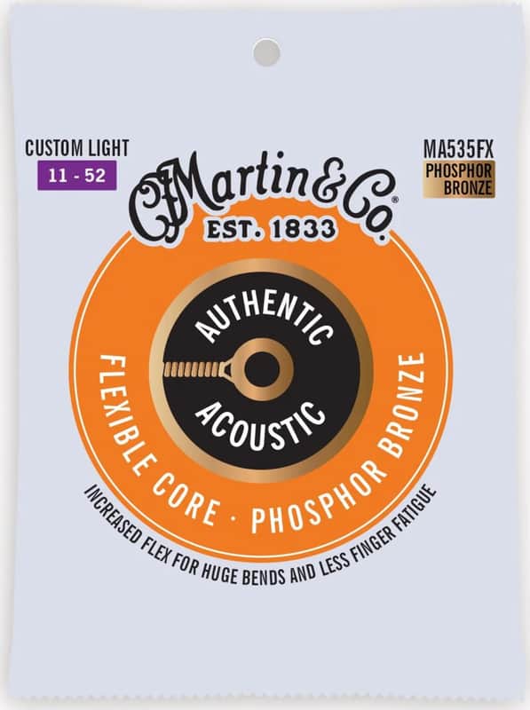 Martin Authentic Flexible Core Custom Light Phosphor Bronze A/G Strings, 11-52 image 1