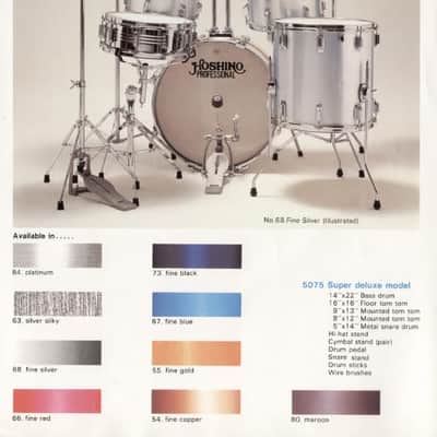 Hoshino (Pre Tama, MIJ) '5075' Super Deluxe Model Drum Kit in Fine Black image 17