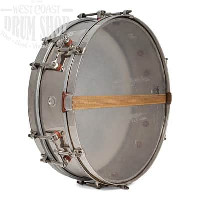 Vintage Maximilian A. Wintrich 4x14 Nickel Plated Snare Drum with Gut Wires, Patent, and Case image 3