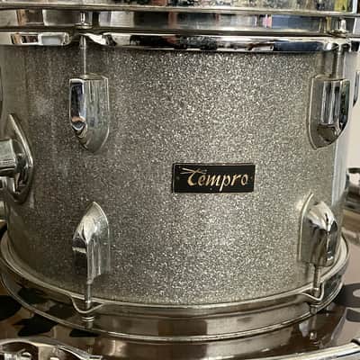 1960’s-1970’s Tempro 3 Piece Drum Kit Silver Sparkle Pearl Stencil Japan 20 / 14 / 12 image 5