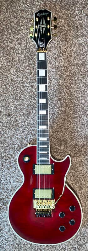 Epiphone Alex Lifeson Signature  Les Paul Custom Axcess  Ruby red electric guitar Floyd rose ohsc image 1