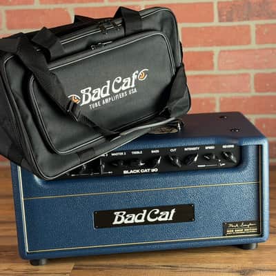 Bad Cat Custom MOD Shop Black Cat 30-watt Electric Guitar Amp Head - Custom Navy Blue Tolex (with Gold Piping) image 10