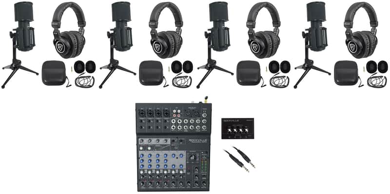 4-Person Podcast Podcasting Kit w/USB Mixer/Interface+Warm Audio Mics+Headphones image 1