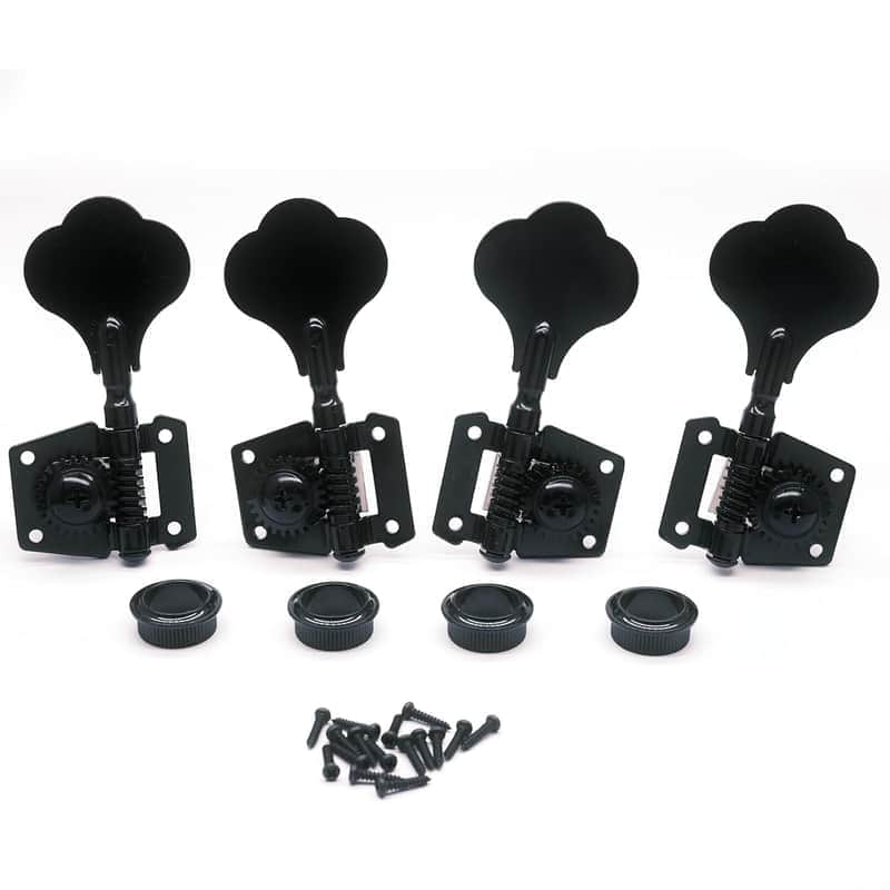 2R2L Opened Electric Bass Guitar Tuning Pegs Machine Heads Tuners For Bass For Jazz Precision P Bass Replacement (2R2L Black)