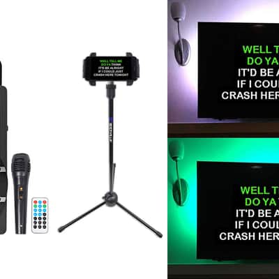 Technical Pro WASP420 Bluetooth Karaoke Machine System w/TV LED's Bundle with Mic & Stand image 1