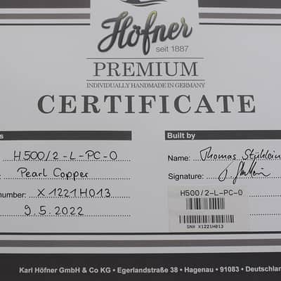 Hofner Club Bass H500/2 Lefthand Pearl Copper LTD image 14