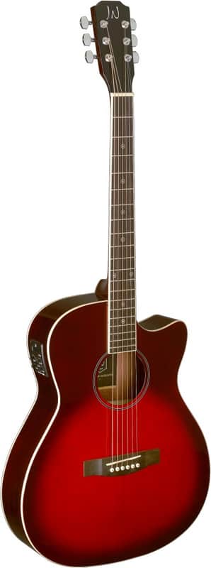 JN Guitars BES-ACE TRB Bessie Series Acoustic-Electric Auditorium, Solid Spruce Top, Red Burst image 1