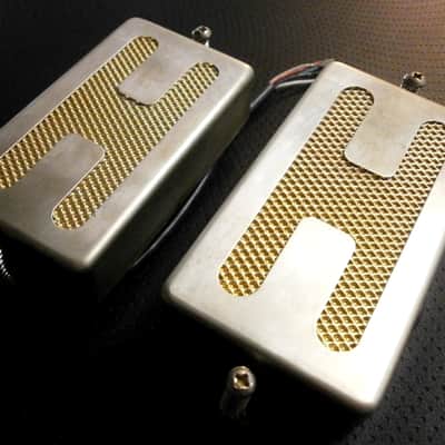Humbucker Pickups SET H COVER GOLD FOIL Relic/Aged Q Fits Fender Gibson LP SG Greco Ibanez Vintage PAF image 1