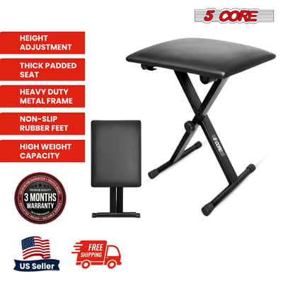5 Core Keyboard Bench 2 Inch Padded Cushioned Piano Stool Height Adjustable 19" Guitar Seat Portable image 2