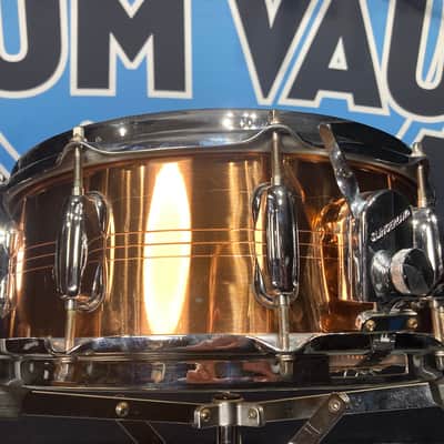Slingerland - 5x14" Sound King, Lacquered Brass, 10-Lug Snare Drum, Zoomatic Throw-Off 1990s image 6