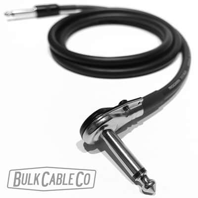 3 FT - Mogami 3082 Speaker Cable - Pancake Right Angle RA to Short Straight Stubby ST 1/4" Connectors - Black Housing / Silver Plug - Amp Head To Cabinet image 2