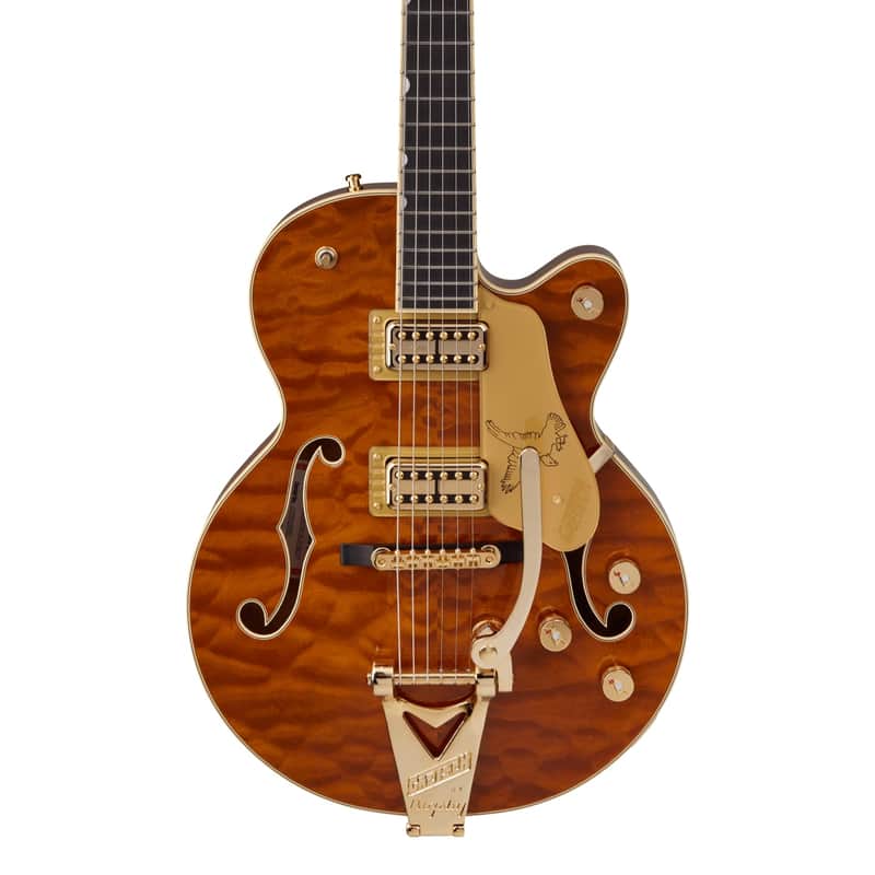Gretsch Limited Edition Falcon Center Block Jr. Bigsby Quilted Maple Ebony Roundup Orange w/case image 1