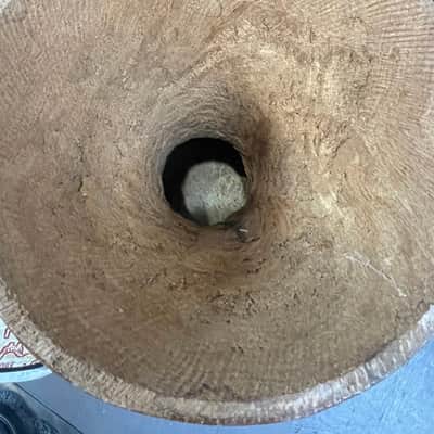 Djembe carved hand drum 12" (small tear in head) image 5