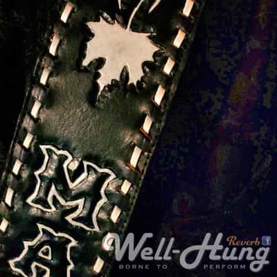 Well-Hung "MAYHEM" 3" padded leather guitar strap hand-tooled/dyed image 3