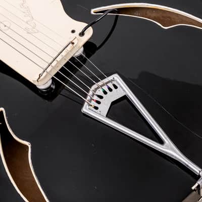 1960 Wandre Blue Jeans Vintage Aluminum Neck Hollowbody Guitar Black w/ Davoli Pickup, Case image 8