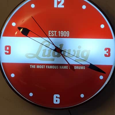 Ludwig Drum Company Round Dealer Style Light Up Clock Killer Cool Man Cave/Garage Accessory image 2
