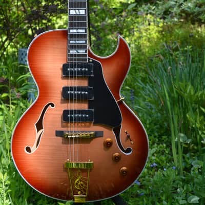 2015 Dean Seven Sound Palomino Route 66 Jazzbox/Bluesbox in Honey Sunburst w/New Gold Dunlop Straploks & a New Brown Crossrock Hardshell Case ~ Mint ! image 1