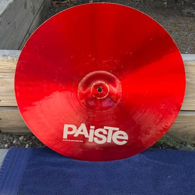 Paiste Colorsound Cymbal Set-14 Heavy hats, 12 Splash, 16 Crash, 18" Crash, 18" Heavy Crash, and 18" China 1980's - Red image 9