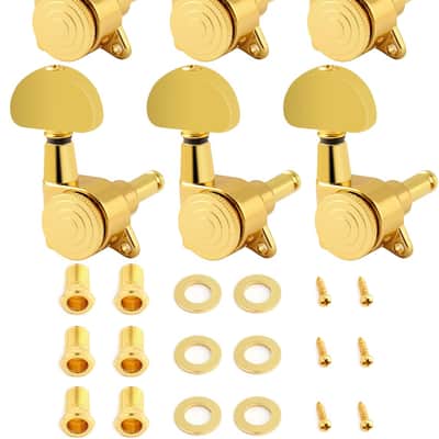 Locking Guitar String Tuning Pegs Tuning Keys Machine Heads Tuners 1:18 Gear Ratio 6 In Line for Right Handed Electric Guitar or Acoustic Guitar Parts Accessories Half Round Head Gold. image 1