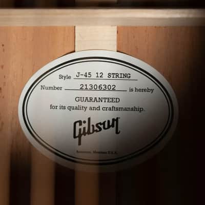 Gibson J-45 Standard 12-String Acoustic/Electric Guitar - Vintage Sunburst with Hardshell Case image 17