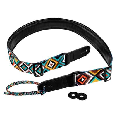Strap for Guitar Ukrainian Nylon + Leather Ethnic Colored image 1