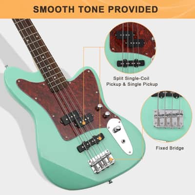 Glarry Green GIB 4 String Red Pearl Guard Bass Guitar w/20W Amplifier image 6