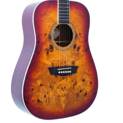 Washburn DFBDA Deep Forest Burl Dreadnought Acoustic Guitar. Amber Fade image 3
