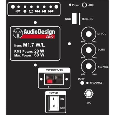 Audiodesign Pro PRO M1 7W/L - Cassa Attiva a Batteria con Radiomicrofono USB Bluetooth image 2