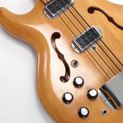 1969 Hohner Bartell Bass Fretless Rare LEFT HANDED - Natural Finish Black Widow image 15