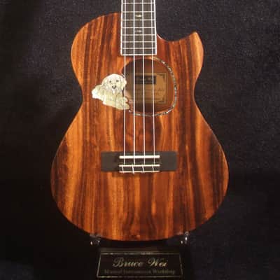 Handmade Cutaway Tenor Ukulele, Solid Acacia, Archback, Dog Inlay, Soft-bag, Bruce Wei UAJ17-2013 image 5
