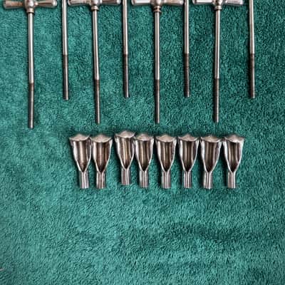 Leedy and Ludwig Lot of 8 “L” Bowtie Bass Drum Tension Rods 4.5” + Claws 50s - Nickel image 11