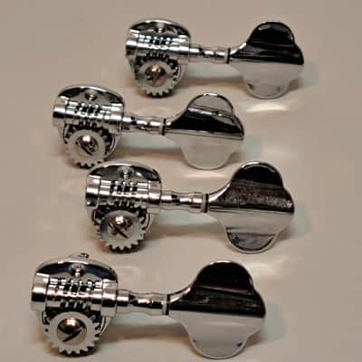 Jin Ho Bass Guitar Tuning Machines Tuners- Set of 4 In-line on Bass Side- Chrome image 1