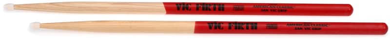 Vic Firth American Classic Drumsticks With Vic Grip - 5A - Nylon Tip (5-pack) Bundle image 1