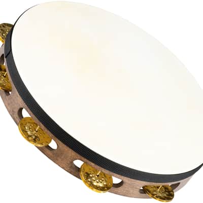 Meinl Percussion TAH1V-WB 10" Vintage Wood Tambourine with Goat Skin Head, Hammered Brass Jingles image 1