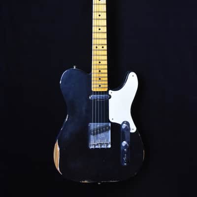 Fender Custom Shop 2019 Ltd Roasted Pine Double Esquire Relic, Aged Black with Tweed Custom Shop Hard Case image 1