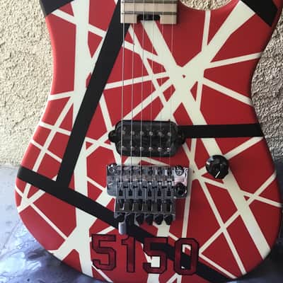 Fender EVH 5150 Guitar 2017 Red W/ white, black stripes image 2