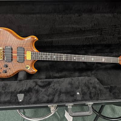 Alembic Stanley Clarke "Brown Bass", Flame Walnut with Ebony, BLUE LEDS *IN STOCK*** image 25