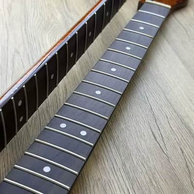 Roasted Tiger Maple Wood Guitar Tele Style Neck, Rosewood Fingerboard 22 Frets image 5
