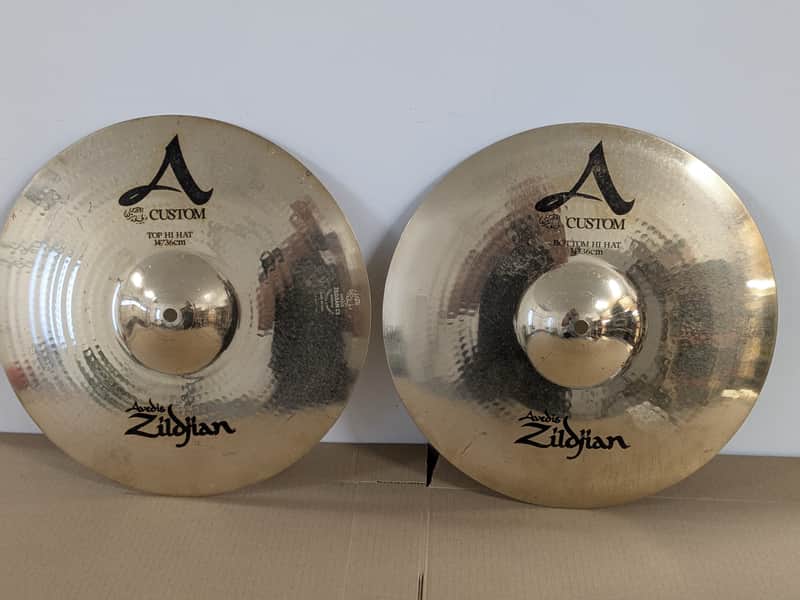 Zildjian 14" A Custom Hi-Hat Cymbals (Pair) 1991 - Present - Brilliant image 1