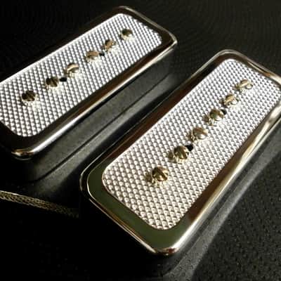FOIL P90 soap bar Pickups SET SILVER / CHROME cover Bridge And Neck Fits Gibson SG LP Junior Q image 3