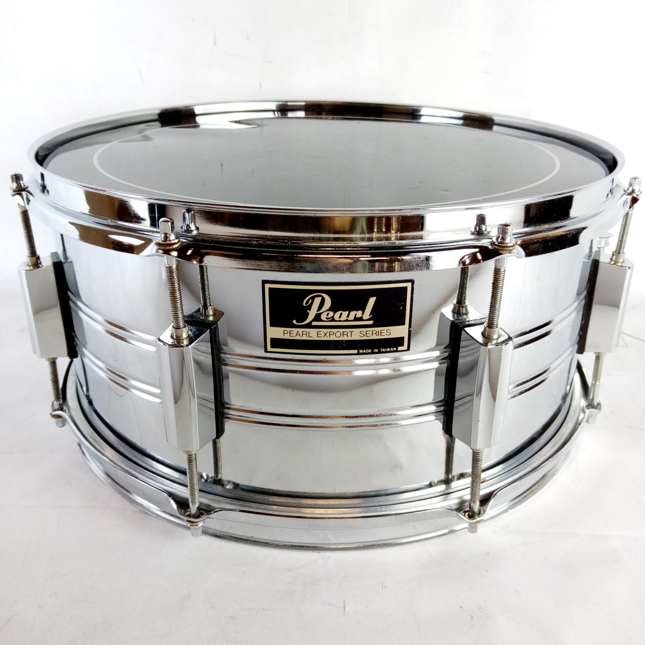 Pearl 6.5x14" Export Series Steel Snare Drum Vintage 90s Chrome Plated 8Lug — main photograph