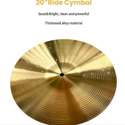 Alloy Cymbal Pack, 5 Pieces Drum Cymbals Set 14"Hi-hats/16"Crash/18"Crash/20"Ride Cymbals for Drum Set image 3