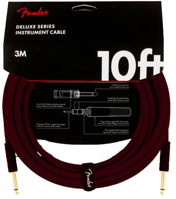 Fender DELUXE Woven Tweed Cable (Oxblood) - 10ft image 1