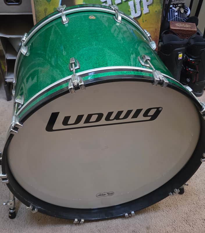 Ludwig LB844 Classic Maple 14x24" Bass Drum 2005 - Present - Green Sparkle image 1