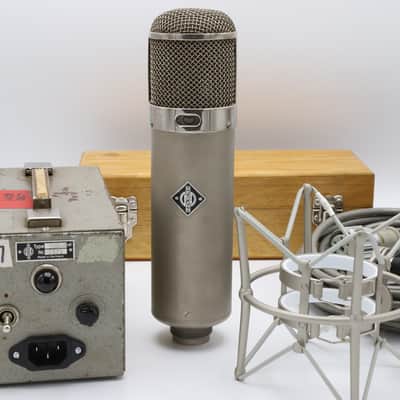 Neumann U47 Long Body #2927 - K47 capsule, VF14M tube, BV08 Transformer, original PSU and Cable 1950s - Chrome Top / Grey Painted Body image 1