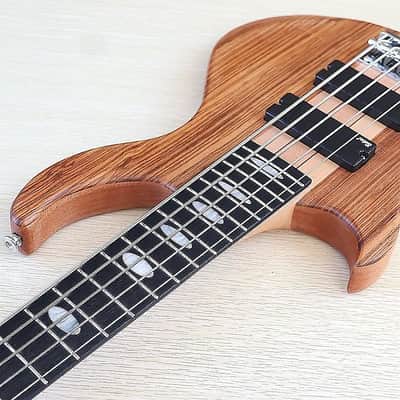 Zebra Wood Top Left Hand 5 String Bass, Maple Neck Through, Rosewood Fingerboard image 6